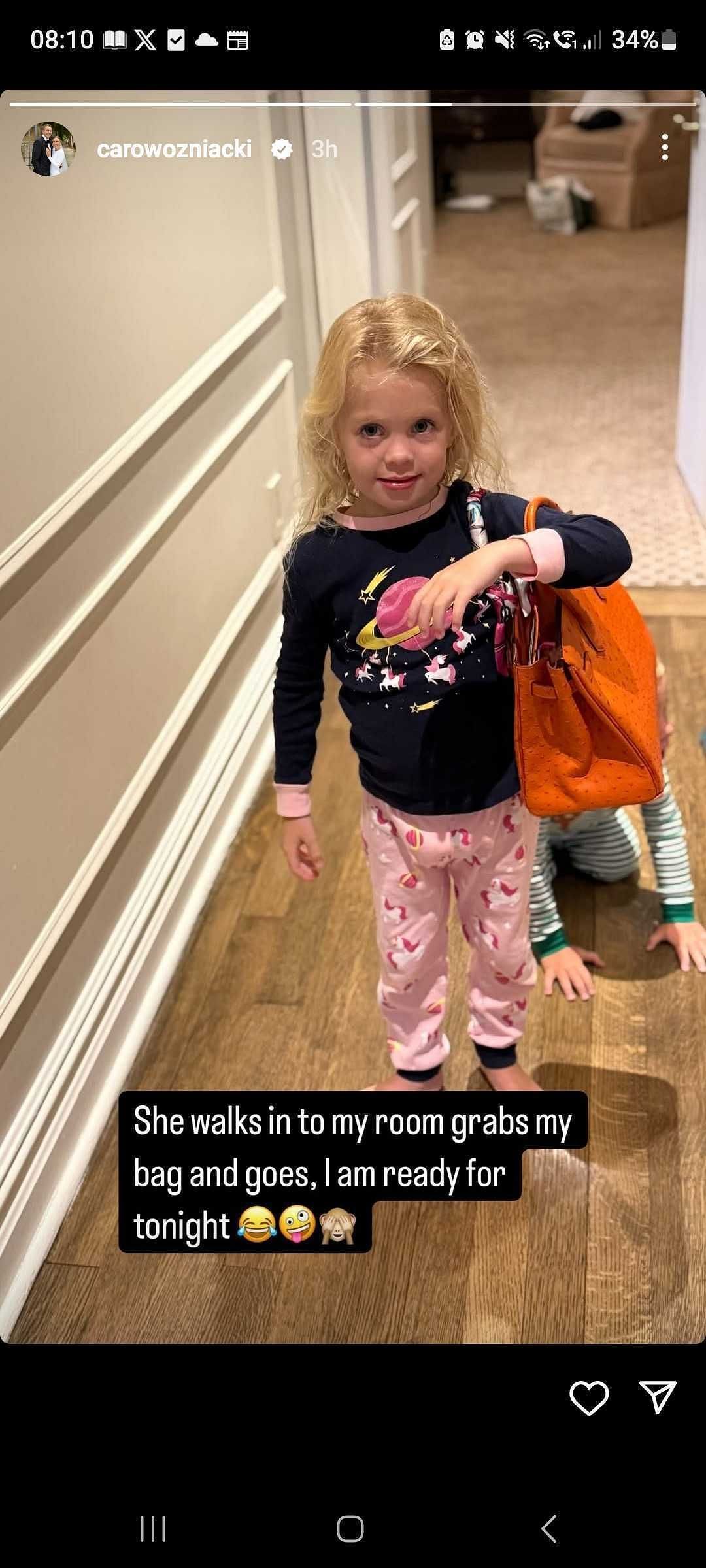Screengrab from Wozniacki's Instagram @carowozniacki
